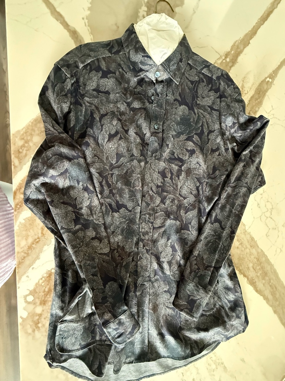 Etro Black and Gray Floral Button-Down Shirt